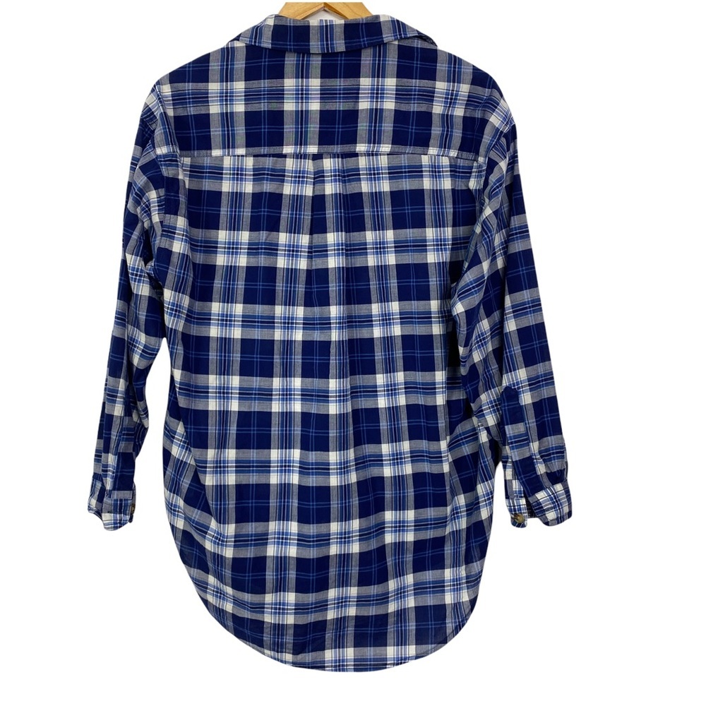 BDG Women’s Blue Plaid Long Sleeves Buttons Hi Low Cotton Shirt size S in EUC - Picture 6 of 11